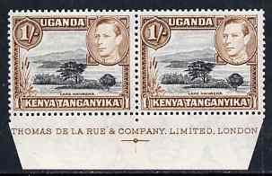 Kenya, Uganda & Tanganyika 1938-54 KG6 Lake Naivasha 1s P13 x 12.5 marginal pair with DLR imprint stamps unmounted mint SG145b, stamps on , stamps on  kg6 , stamps on lakes