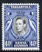 Kenya, Uganda & Tanganyika 1938-54 KG6 Crowned Cranes 40c P13.25 x 13.75 mounted mint SG143, stamps on birds, stamps on  kg6 , stamps on 