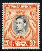 Kenya, Uganda & Tanganyika 1938-54 KG6 Crowned Cranes 20c P13.25 mounted mint SG139ba, stamps on birds, stamps on  kg6 , stamps on 