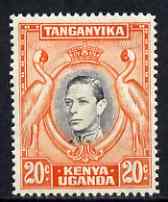 Kenya, Uganda & Tanganyika 1938-54 KG6 Crowned Cranes 20c P14 unmounted mint SG139a, stamps on birds, stamps on  kg6 , stamps on 