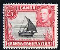 Kenya, Uganda & Tanganyika 1938-54 KG6 Dhow on Lake Victoria 25c P13 x 12.5 mounted mint SG140, stamps on , stamps on  kg6 , stamps on lakes, stamps on ships