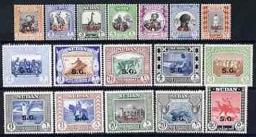 Sudan 1951-62 Official set of 17 optd SG (only 1 x 10p) mtd mint SG O67-83, stamps on 