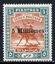 Sudan 1903 Surcharged 5m on 5pi mounted mint SG 29, stamps on , stamps on  stamps on sudan 1903 surcharged 5m on 5pi mounted mint sg 29