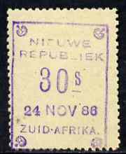 South Africa - New Republic 1886-87 30s yellow paper (dated 24 Nov 86) without Arms mounted mint, stamps on , stamps on  stamps on south africa - new republic 1886-87 30s yellow paper (dated 24 nov 86) without arms mounted mint