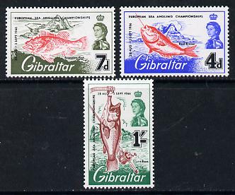 Gibraltar 1966 Sea Angling set of 3, SG 190-92 unmounted mint*, stamps on fishing, stamps on marine life, stamps on sport