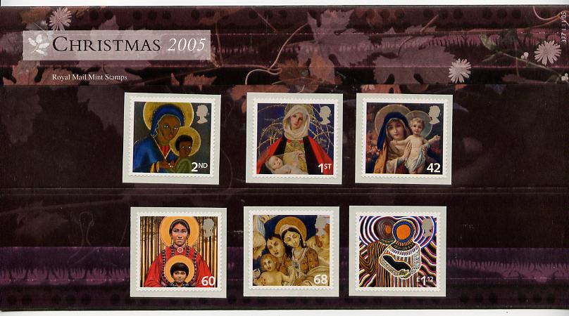 Great Britain 2005 Christmas - Madonna & Child self adhesive set of 6 values in official presentation pack unmounted mint, SG 2582-87, stamps on , stamps on  stamps on christmas, stamps on  stamps on self adhesive, stamps on  stamps on 