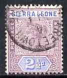 Sierra Leone 1896-97 QV Key Plate Crown CA 2.5d mauve & ult used SG45, stamps on , stamps on  qv , stamps on 