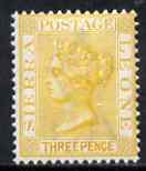 Sierra Leone 1884-91 QV 3d yellow CA mounted mint SG32, stamps on , stamps on  qv , stamps on 