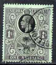 Sierra Leone 1912-21 KG5 MCA 1s black on green wmk inverted used but small thin, SG124w, stamps on , stamps on  stamps on , stamps on  stamps on  kg5 , stamps on  stamps on 