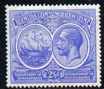 Bermuda 1920-21 KG5 Tercentenary (1st issue) 2.5d bright blue m/m, SG 66, stamps on , stamps on  kg5 , stamps on 
