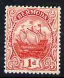 Bermuda 1910-25 KG5 Ship 1d carmine fine mounted mint, SG 46b