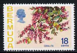 Bermuda 1970-75 QE2 Flowers def 18c Coralita unmounted mint, SG 259, stamps on 