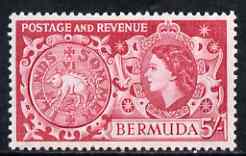 Bermuda 1953-62 Hog Coin 5s m/m, SG 148, stamps on 