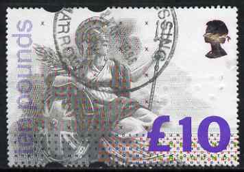 Great Britain 1993 QE2 £10 Britannia cds used, SG 1658, stamps on xxx