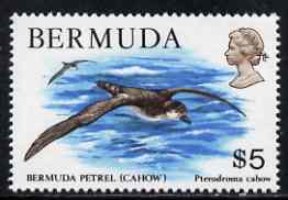 Bermuda 1978-83 QE2 Cahow (Bermuda Petrel) $5 unmounted mint, SG 403, stamps on , stamps on  stamps on bermuda 1978-83 qe2 cahow (bermuda petrel) $5 unmounted mint, stamps on  stamps on  sg 403