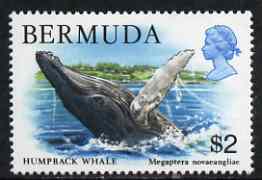 Bermuda 1978-83 QE2 Humpback Whale $2 unmounted mint, SG 401, stamps on 