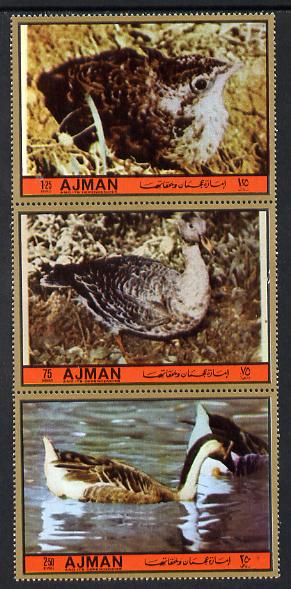 Ajman 1972 Birds set of 3 from Birds & Beetles set unmounted mint (Mi 2172-77A) , stamps on birds