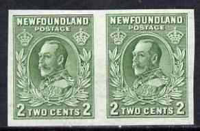 Newfoundland 1932-38 KG5 2c green imperf horizontal pair unmounted mint, SG 223a, stamps on , stamps on  stamps on , stamps on  stamps on  kg5 , stamps on  stamps on 