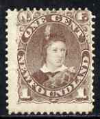 Newfoundland 1880-82 Prince of Wales 1c dull grey-brown mtd mint, poor gum and centring, SG 44, stamps on , stamps on  stamps on newfoundland 1880-82 prince of wales 1c dull grey-brown mtd mint, stamps on  stamps on  poor gum and centring, stamps on  stamps on  sg 44