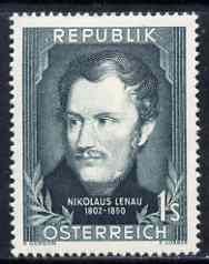 Austria 1952 Birth Anniversary of Nikolaus Lenau (writer) lmm, SG1239, stamps on , stamps on  stamps on austria 1952 birth anniversary of nikolaus lenau (writer) lmm, stamps on  stamps on  sg1239