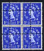 Great Britain 1952-67 Wilding 1d mounted mint block of 4 with double perfs, interesting forgery, stamps on xxx