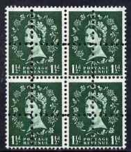 Great Britain 1952-67 Wilding 1.5d mounted mint block of 4 with double perfs, interesting forgery, stamps on 