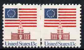 United States 1975 Flag Over Independence Hall 13c imperf between pair unmounted mint, SG 1606a, stamps on 