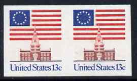 United States 1975 Flag Over Independence Hall 13c imperf pair unmounted mint, SG 1606e, stamps on 