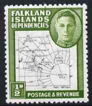 Falkland Islands Dependencies 1946-49 KG6 Thin Maps 1/2d unmounted mint SG G9, stamps on , stamps on  kg6 , stamps on 