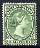 Falkland Islands 1891-1902 QV 1/2d green CA upr unused (no gum) SG16