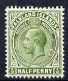Falkland Islands 1912-20 KG5 MCA 1/2d green mounted mint SG60, stamps on , stamps on  kg5 , stamps on 