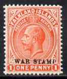 Falkland Islands 1912-20 KG5 War Tax 1d orange mounted mint SG71/c, stamps on , stamps on  kg5 , stamps on 
