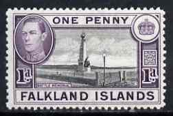 Falkland Islands 1938-50 KG6 Memorial 1d black & violet mounted mint SG148, stamps on , stamps on  kg6 , stamps on 