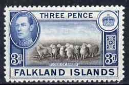 Falkland Islands 1938-50 KG6 Flock of Sheep 3d mounted mint SG153, stamps on , stamps on  kg6 , stamps on 
