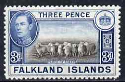 Falkland Islands 1938-50 KG6 Flock of Sheep 3d mounted mint SG153, stamps on , stamps on  stamps on , stamps on  stamps on  kg6 , stamps on  stamps on 