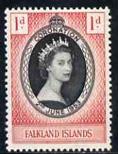 Falkland Islands 1953 Coronation 1d unmounted mint SG186, stamps on , stamps on  stamps on coronation, stamps on  stamps on royalty