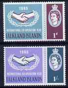 Falkland Islands 1965 International Co-operation Year set of 2 mtd mint SG 221-22, stamps on , stamps on  stamps on falkland islands 1965 international co-operation year set of 2 mtd mint sg 221-22