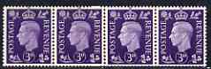 Great Britain 1937-47 KG6 3d violet horiz strip of 4 with coil join, 3 stamps unmounted mint, SG spec Q16g, stamps on , stamps on  kg6 , stamps on 