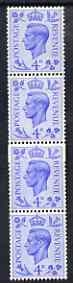 Great Britain 1950-52 KG6 4d light ultramarine vert strip of 4 with coil join, unmounted mint, SG spec Q20c, stamps on , stamps on  kg6 , stamps on 