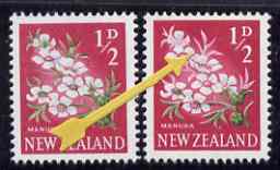 New Zealand 1960-66 Manuka (Tea Tree) 1/2d def with green about 50% omitted, unmounted mint but light crease plus normal, stamps on , stamps on  stamps on new zealand 1960-66 manuka (tea tree) 1/2d def with green about 50% omitted, stamps on  stamps on  unmounted mint but light crease plus normal