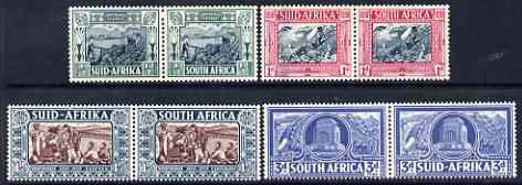 South Africa 1938 KG6 Voortrekker Centenary Memorial Fund set of 8 (4 horiz se-tenant pairs) lightly mounted mint SG 76-79, stamps on , stamps on  stamps on , stamps on  stamps on  kg6 , stamps on  stamps on 