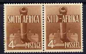 South Africa 1941-46 KG6 War Effort 4d Artillery horiz pair mounted mint SG92, stamps on , stamps on  kg6 , stamps on 