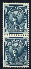 South Africa 1943 Springbok 1/2d blue-green vert coil pair mtd mint SG105, stamps on 