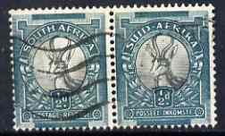 South Africa 1933-48 Springbok 1/2d P14 wmk inverted used horiz pair SG54a, stamps on 