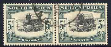 South Africa 1947-54 5s horiz pair used SG122, stamps on 