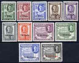 Somaliland 1951 KG6 Surcharged set 11 values complete 5c to 5s fine mounted mint SG 125-35