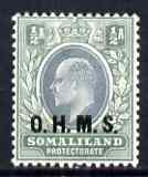 Somaliland 1904-05 Official KE7 1/2a optd OHMS fine mounted mint SG O10, stamps on , stamps on  ke7 , stamps on 