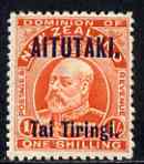 Cook Islands - Aitutaki 1911-16 KE7 1s vermilion mounted mint SG12, stamps on , stamps on  ke7 , stamps on 
