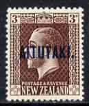Cook Islands - Aitutaki 1917-20 KG5 3d chocolate mounted mint SG23, stamps on , stamps on  kg5 , stamps on 