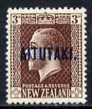 Cook Islands - Aitutaki 1917-20 KG5 3d chocolate mounted mint SG23, stamps on , stamps on  stamps on , stamps on  stamps on  kg5 , stamps on  stamps on 